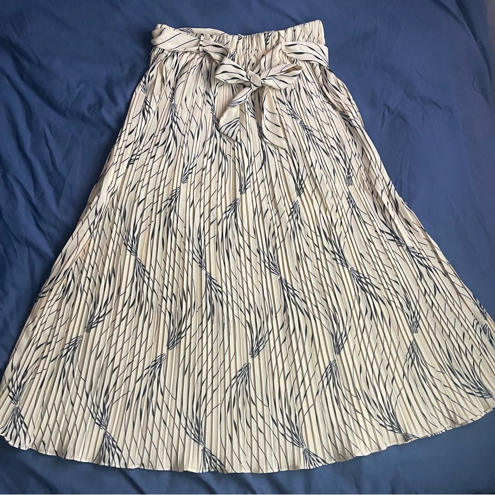Alice Blue | Pleated Midi Skirt (Abstract Print)